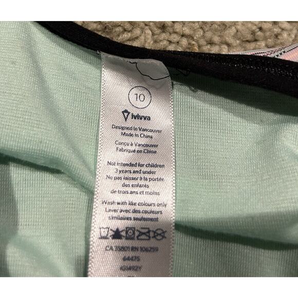 IVIVVA by Lululemon size 10 Girls LEOTARD Pink & Mint Green w/SILVER SHIMMER J23 - Picture 7 of 9
